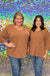 Andree By Unit Miranda Ribbed Top - Chestnut, plus size, front pocket, ribbed, round neck, 3/4 sleeve