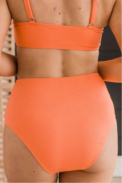 FINAL SALE Bask In The Sun Mid-Rise Swim Bottom - Bright Orange