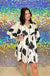 Entro Dream on Dress - Black, white, floral, long sleeve, v-neck, plus size, flowy