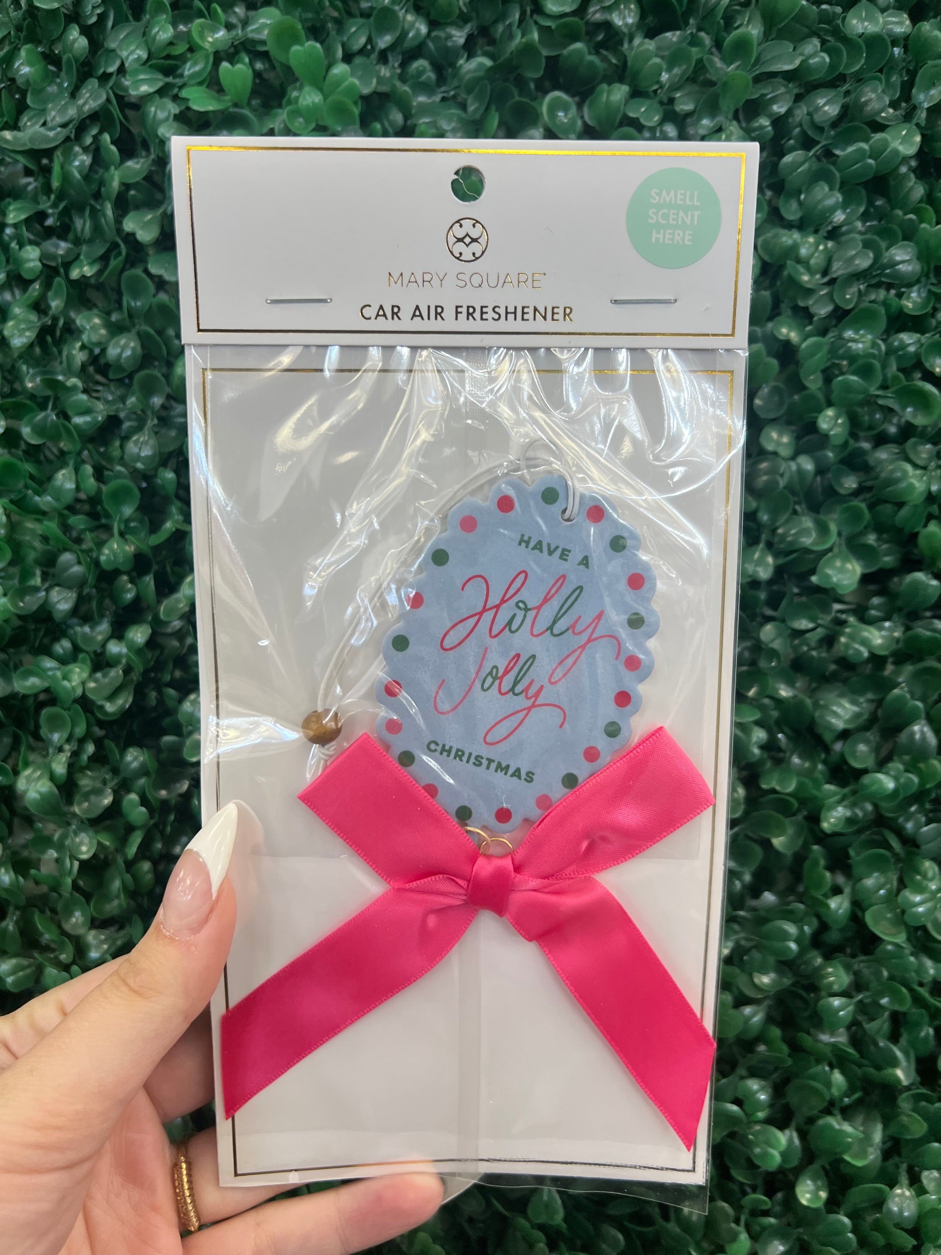 Mary Square Car Air Freshener - Holly Jolly