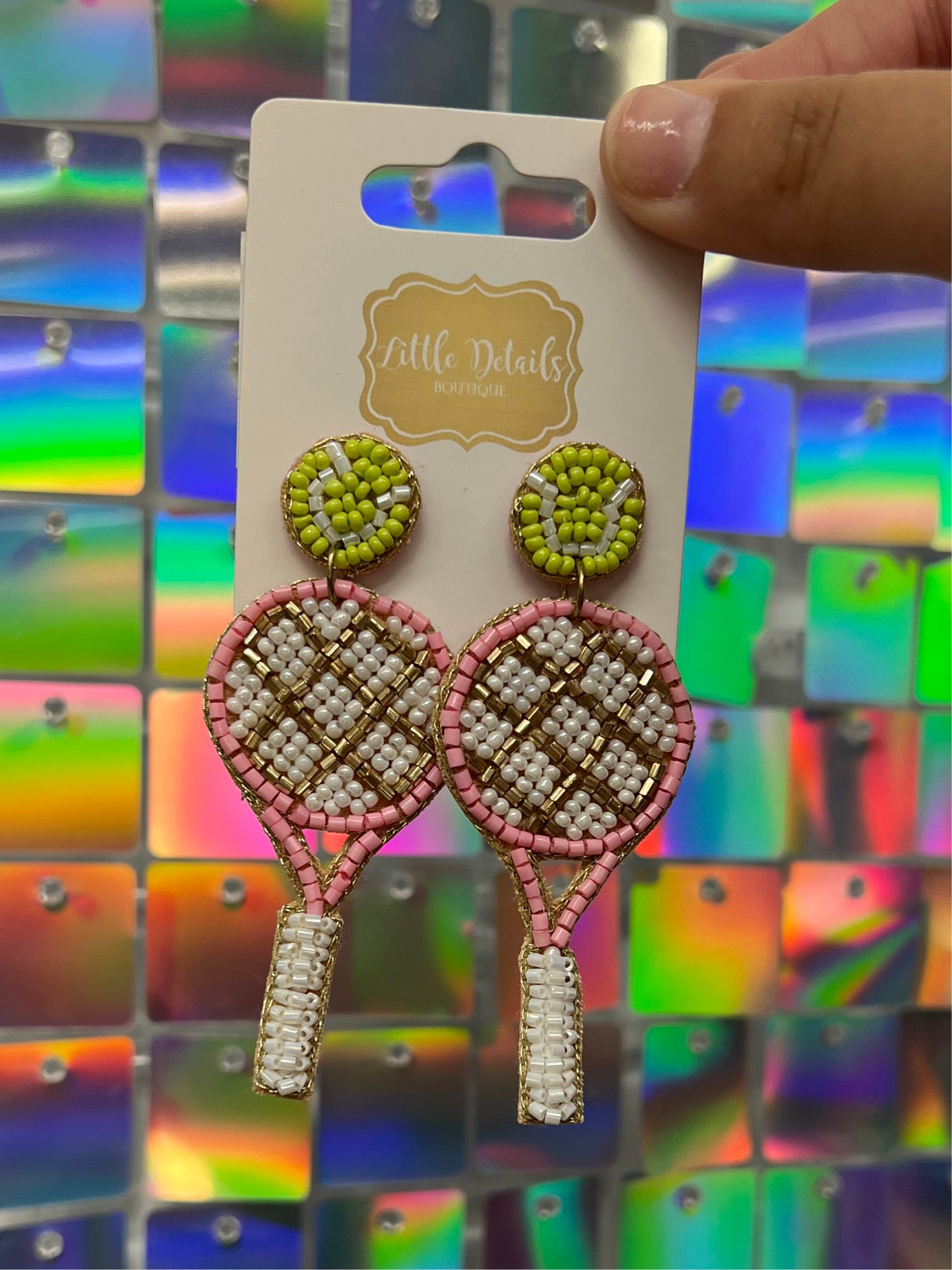 FINAL SALE Sports Beaded Earrings - Tennis