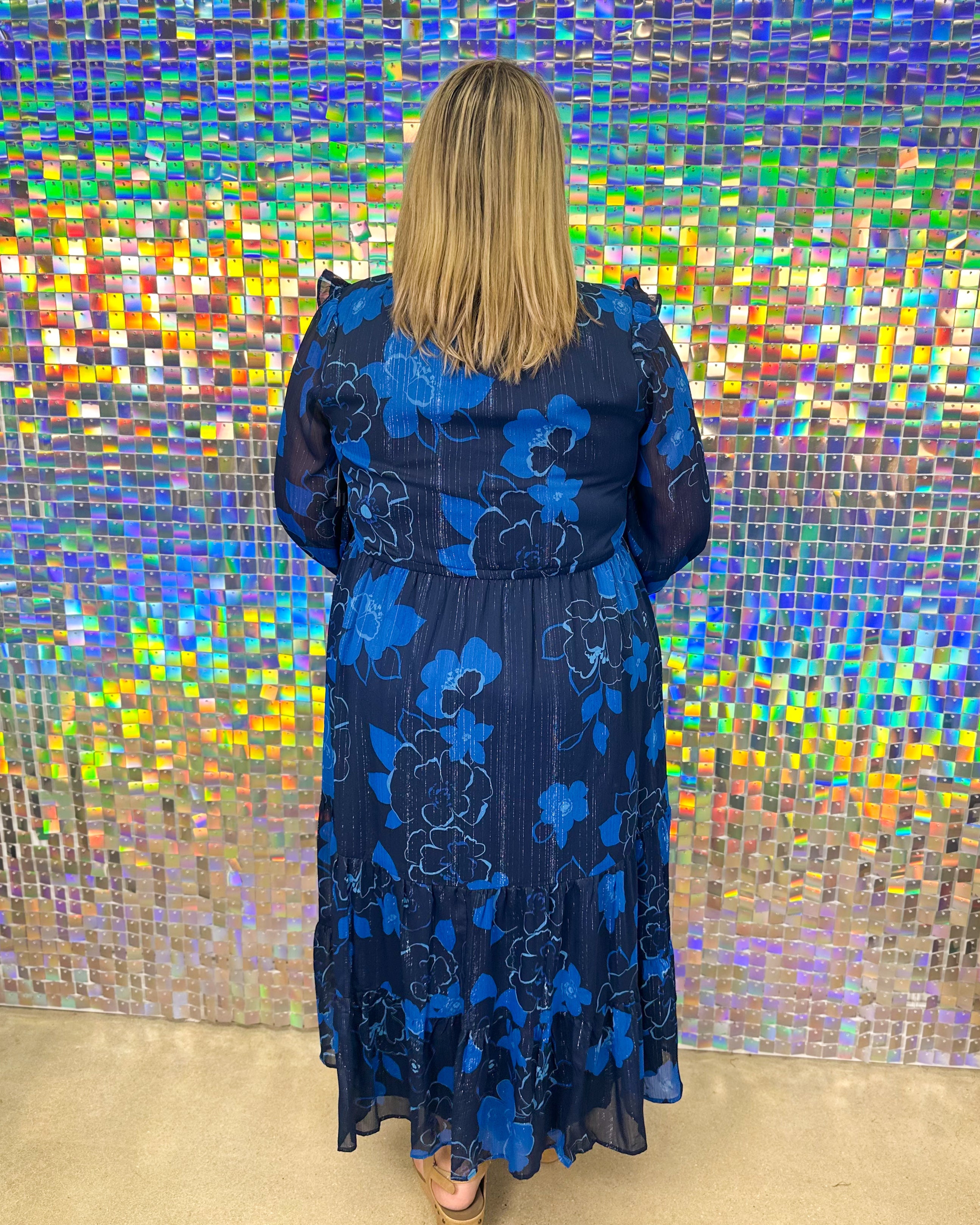 Bluford Tiered Midi Dress - Navy Blue