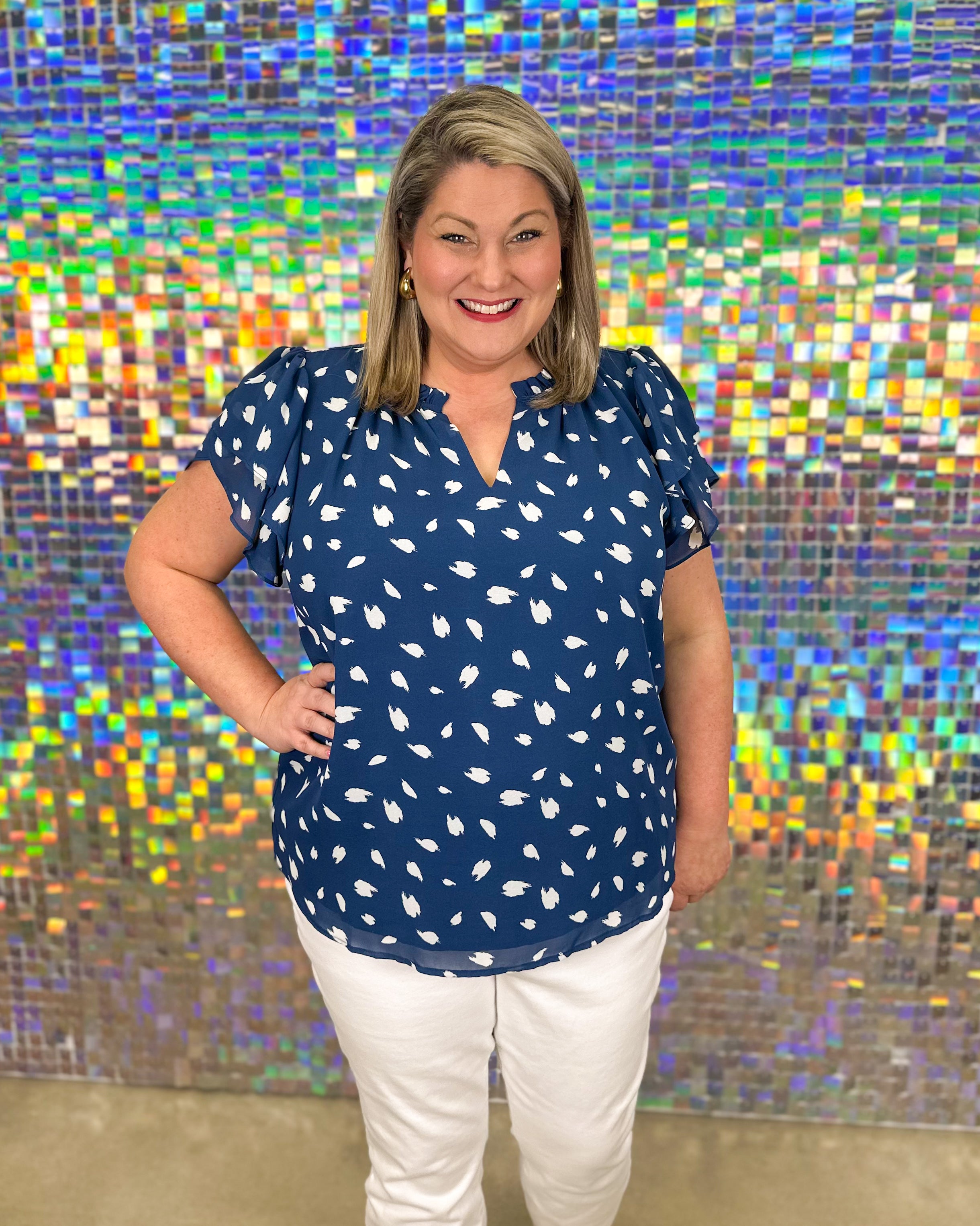 FINAL SALE - Elodie Top - Navy/Cream