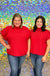 Jodifl Perfectly For You Sweater - Red, mock neck, short sleeves, oversized, plus size