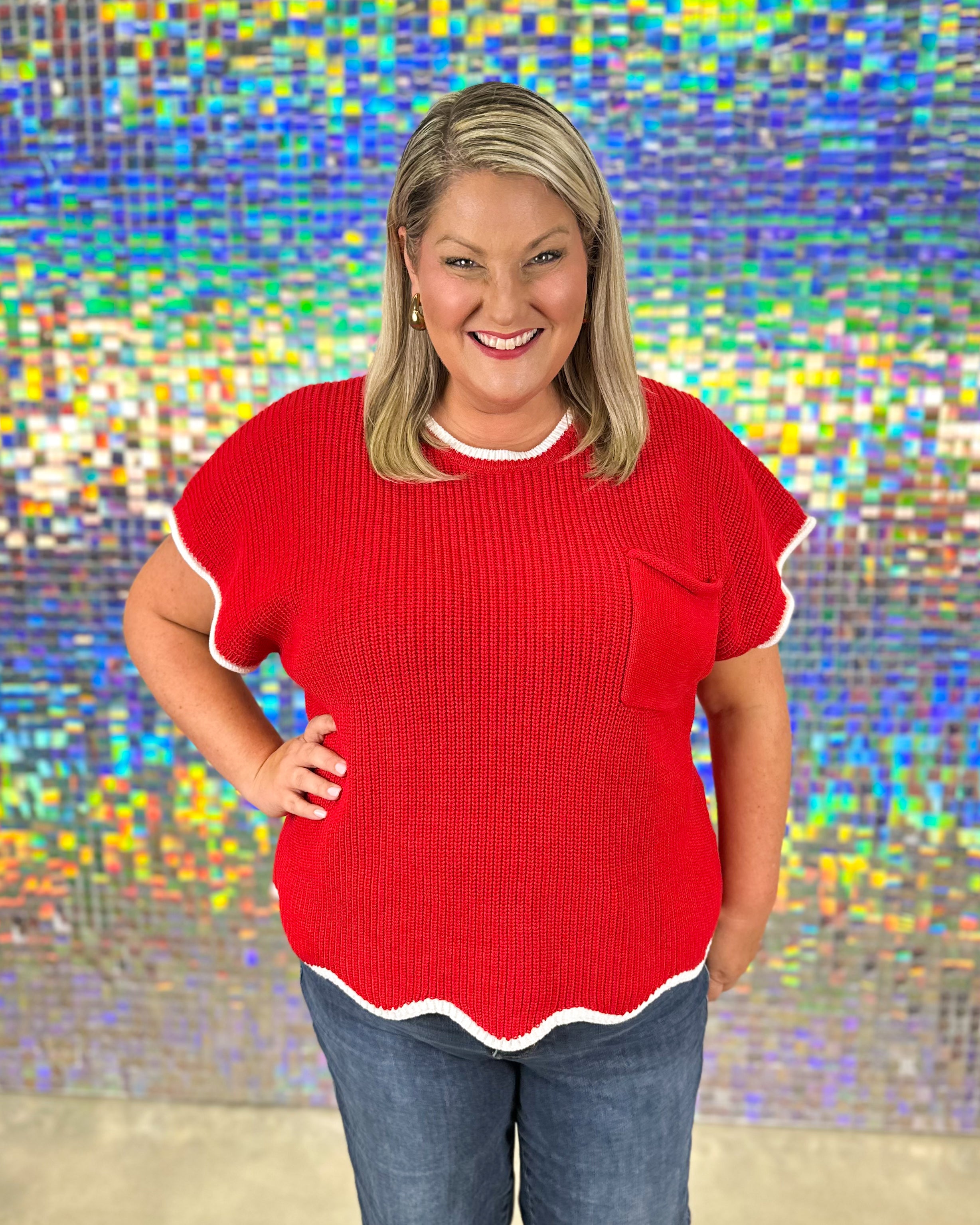 Vanessa Sweater Top - Red