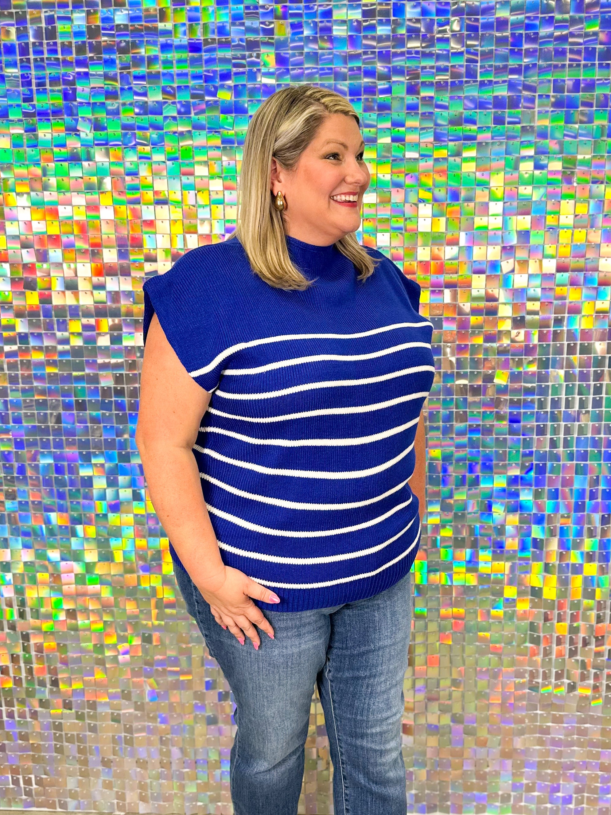 Avery Stripe Sweater - Royal Blue