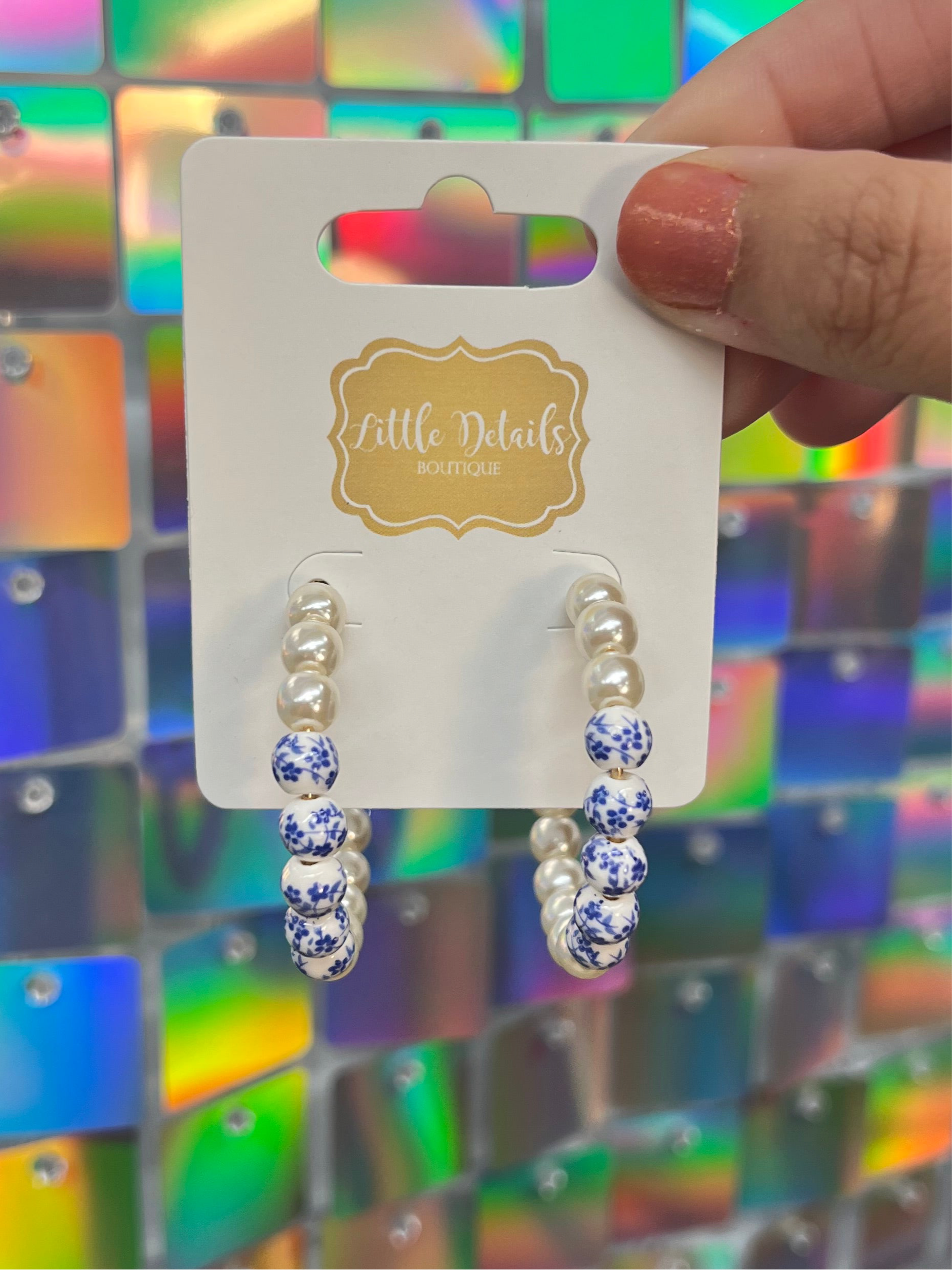 Chinoiserie Pearl Hoops