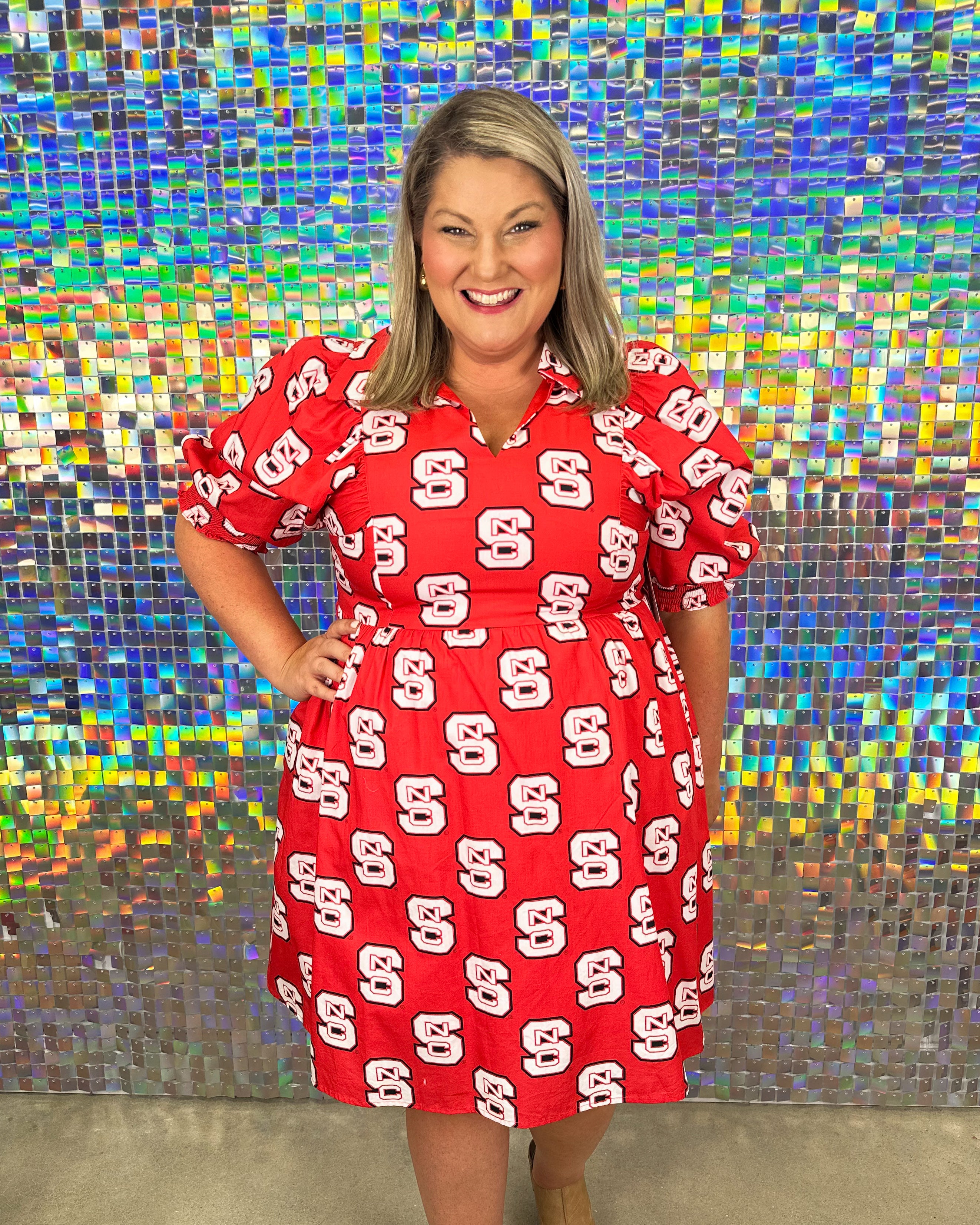 NC State Poplin Dress - Red