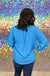 Entro Everyday Top - Ocean Blue. plus, airflow, long sleeve, v-neck, wear to work