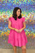English Factory Pretty Woman Dress - Pink, tiered, mock neck, ruffle, sleeveless, plus size