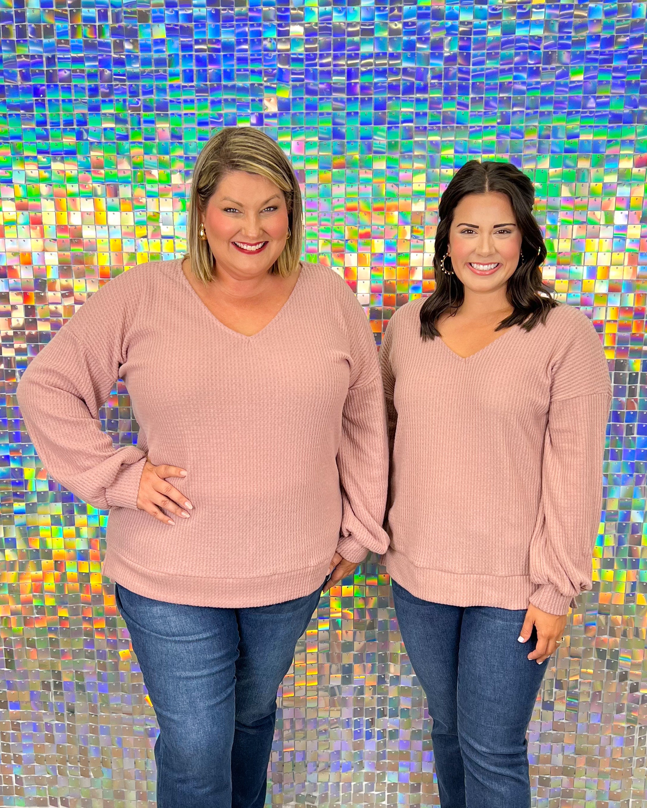 Camilla Waffle Top - Mauve