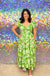 Entro Tropic Like It’s Hot Dress - Green, short flutter sleeves, v-neck, elastic waist, tiered, open back, pockets