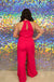Entro Live It Up Jumpsuit - Hot Pink, halter neck, sleeveless, pockets, pleated pants, pockets, wide leg, keyhole back