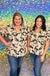 Entro One in a Million Top - taupe, Black, print, short sleeve, puff sleeve, v-neck, plus size