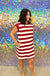 Entro Cameron Stripe Dress - Garnet, plus size, pockets, mini dress, short sleeve, round neck