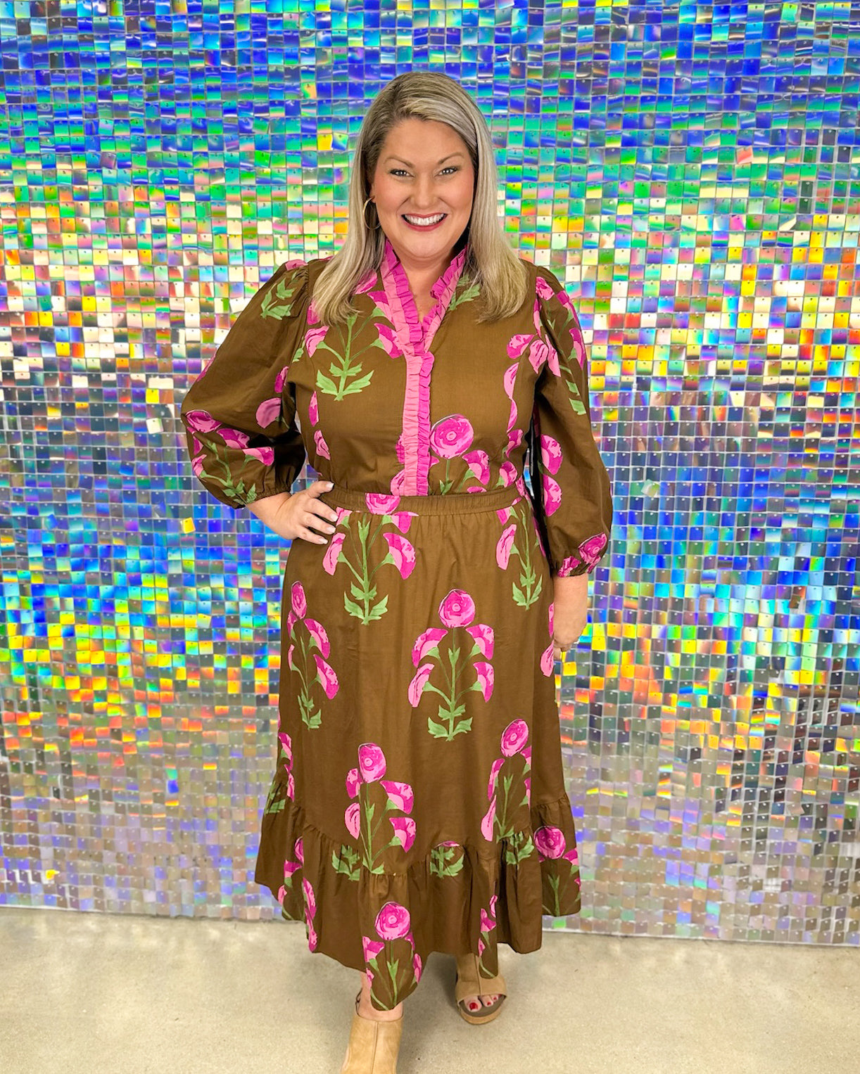 Wild Flower Dress - Brown