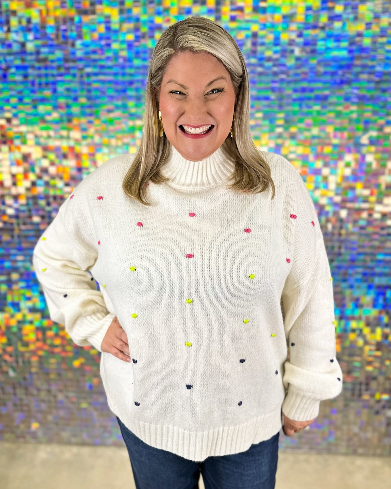 Novie Pom Pom Sweater - White