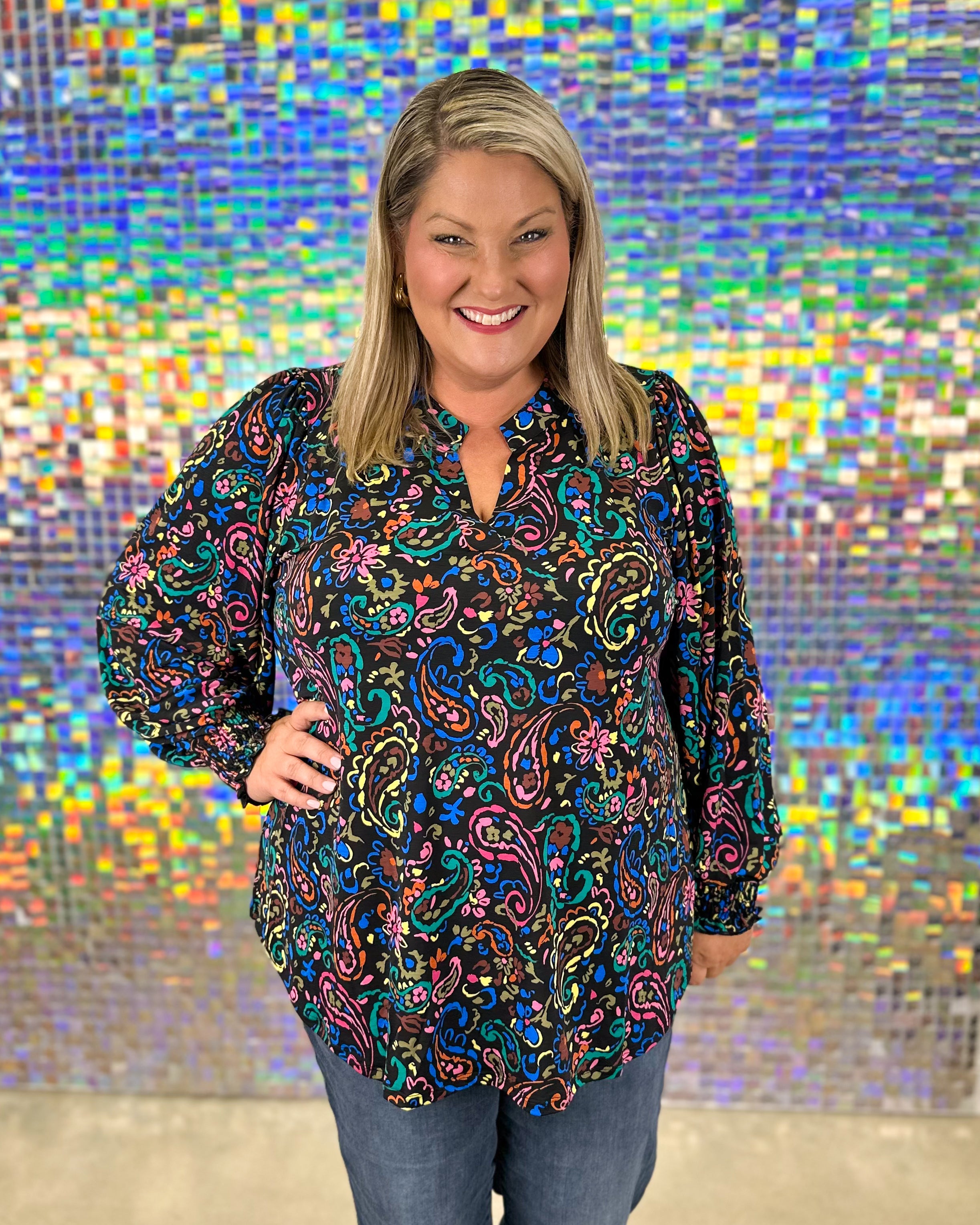 Lizzy Smocked Top - Black Multi