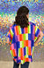 Entro Kaleidoscope Top - Multi, plus size, v-neck, short sleeve, rainbow, multi color