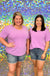 Andree By Unit Whistle Top - Lavender, tee, plus size, round neck, short sleeve, solid