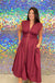 Entro Zip Me Up Dress - Merlot, burgundy, plus size, v-neck, zipper, midi, sleeveless, v-neck