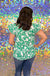 Jodifl Dandelion Fields Top - Kelly Green, plus size, floral, mock neck, flutter sleeves