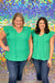 Andree By Unit My Way Top - Kelly Green, plus size, v-neck, ruffle sleeve, sleeveless, tie front