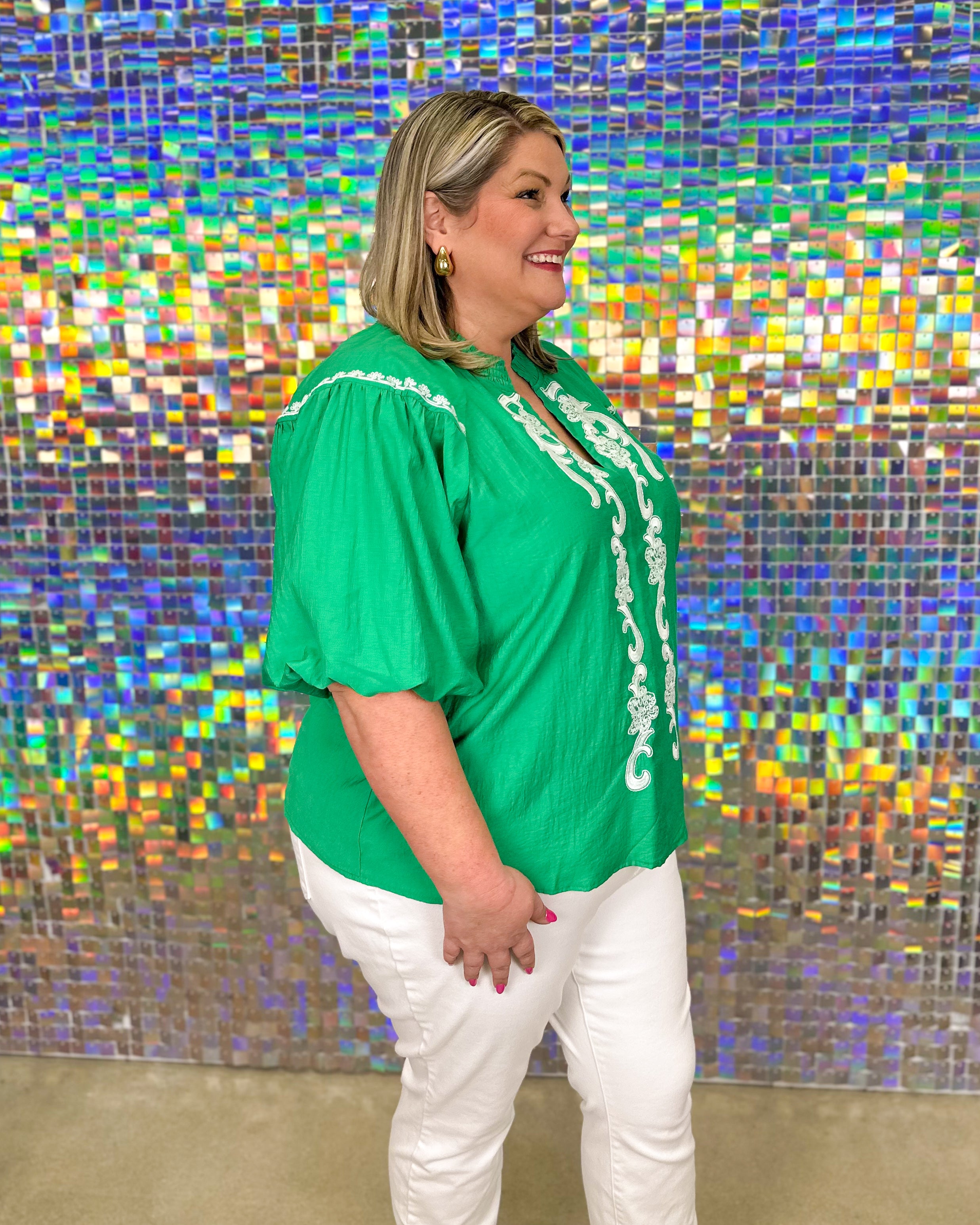 FINAL SALE Pressley Top - Kelly Green