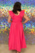 Entro Penelope Dress - Hot Pink, midi, smocked, ruffle, sleeveless