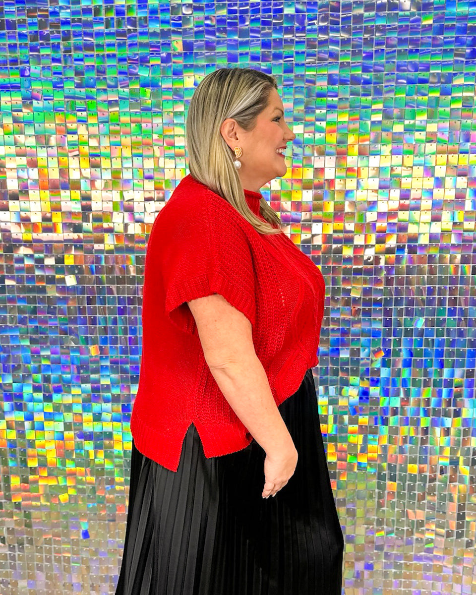 Claude Cable Knit Sweater - Red