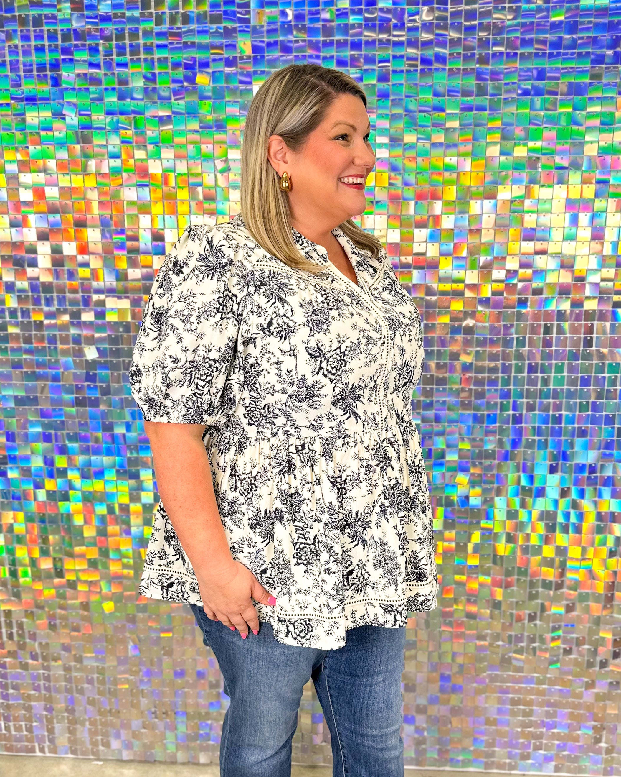 Afternoon Tea Top - Cream/Black