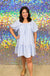 Entro Sway For Me Dress - Light Blue, drop waist, puff sleeve, square neck, tiered