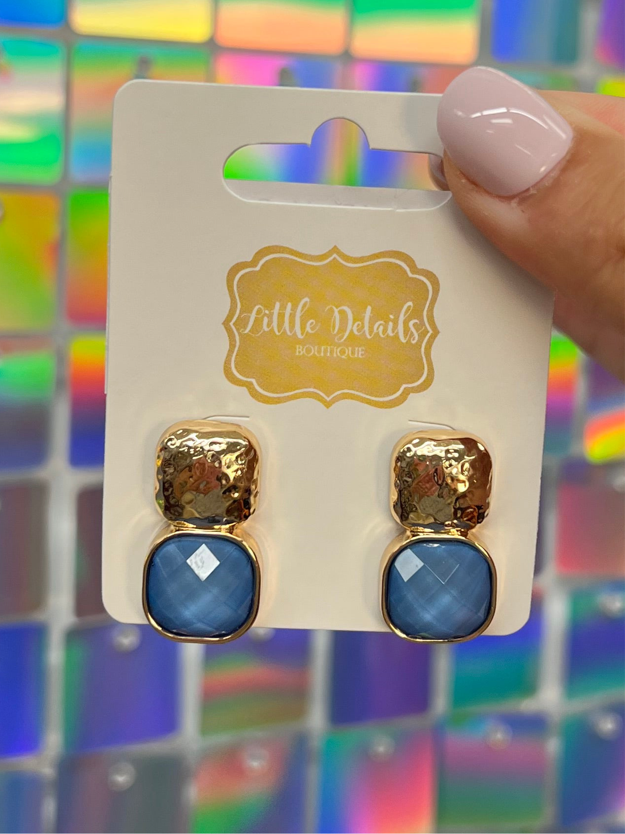 Stone & Metal Double Square - Blue