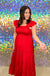 Skies Are Blue Alexandra Dress - Radiant Red, plus size, smocked, tiered, midi, flutter sleeve