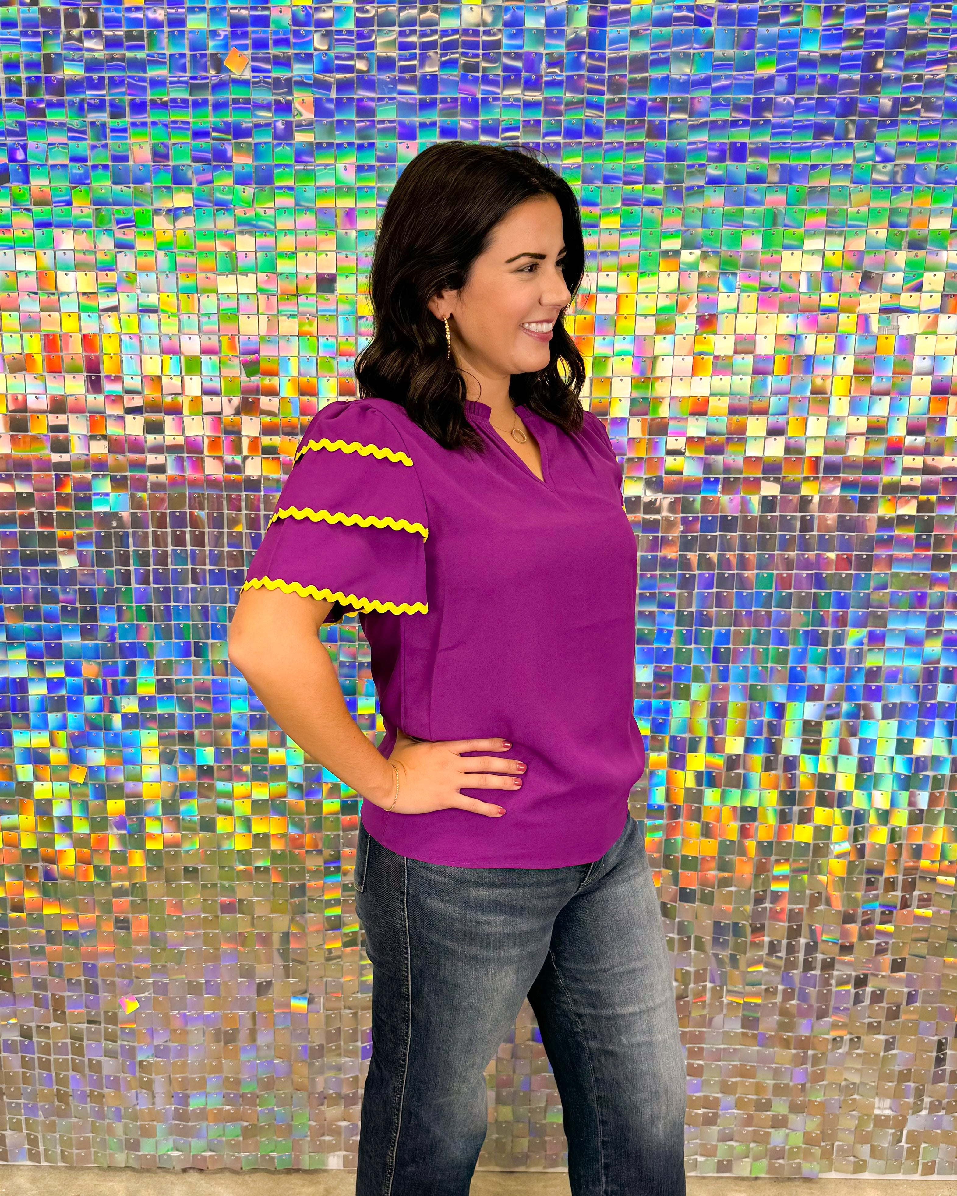 Sideline Style Ric Rac Top - Purple