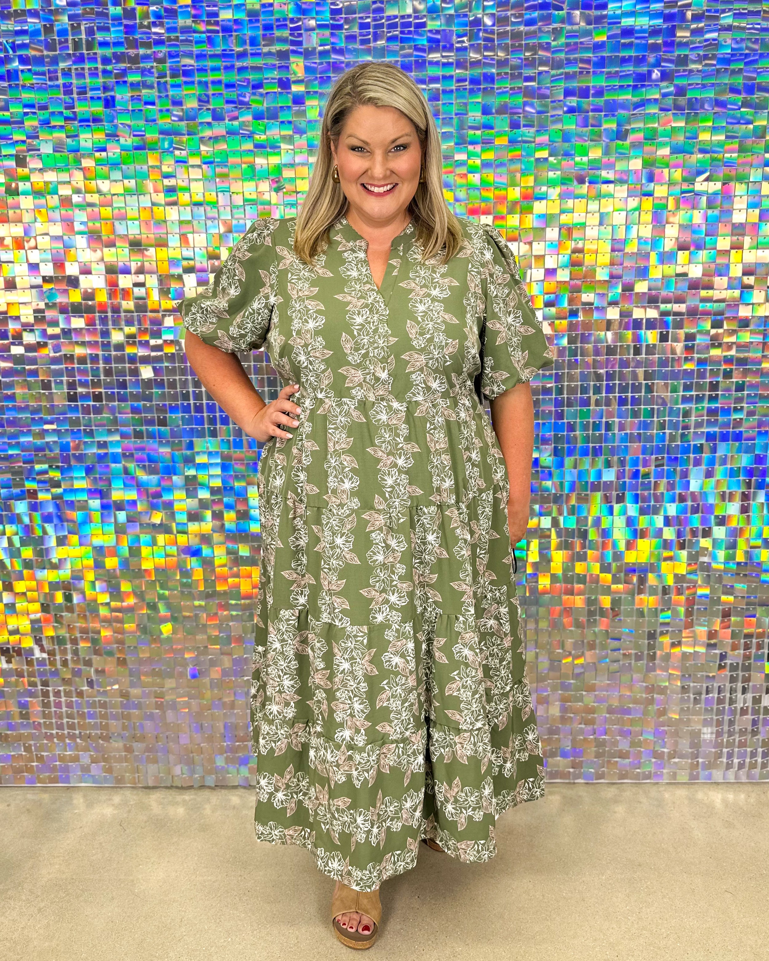 FINAL SALE Kinsley Secret Garden Dress - Olive