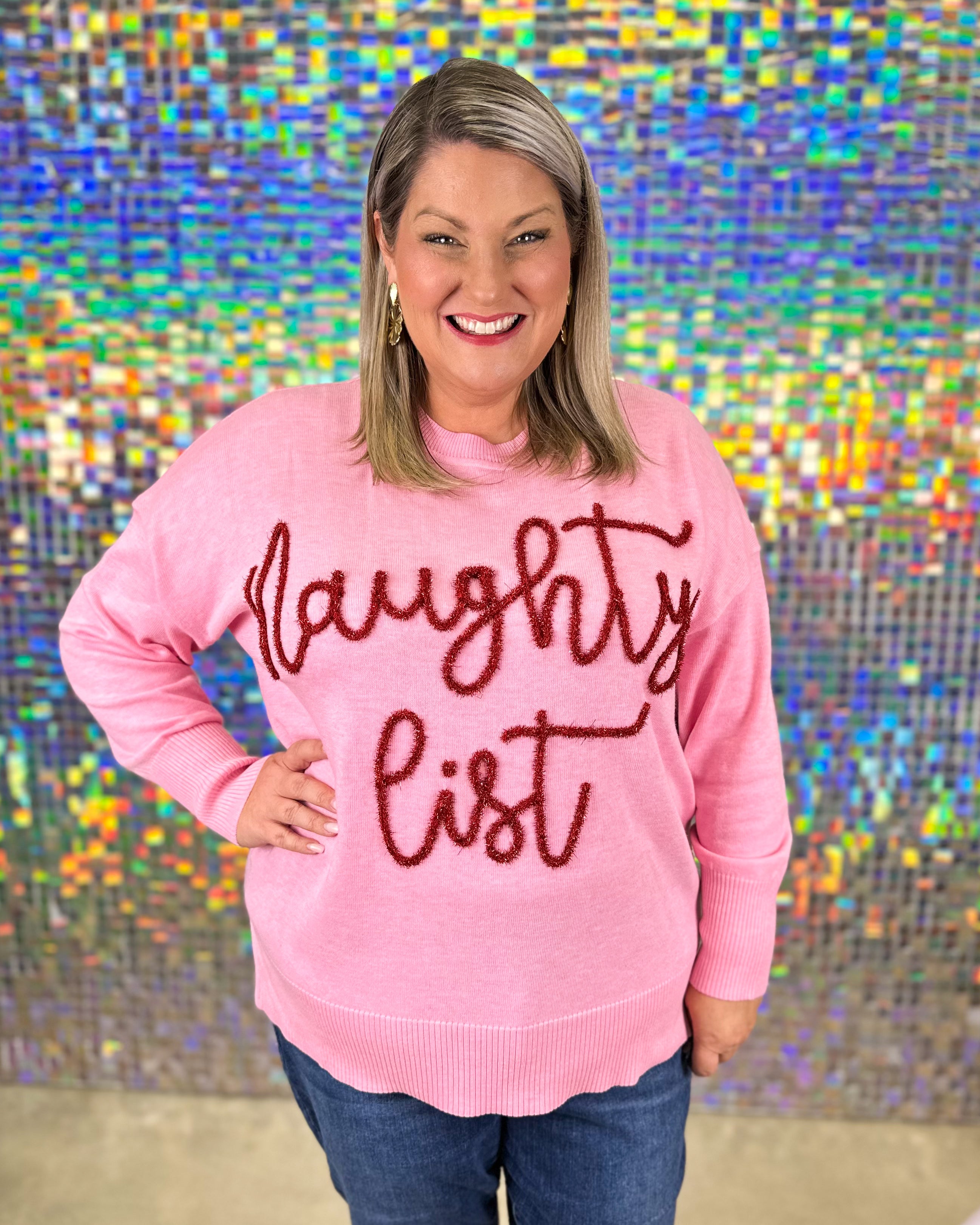 Holiday Sparkle Sweater - Pink