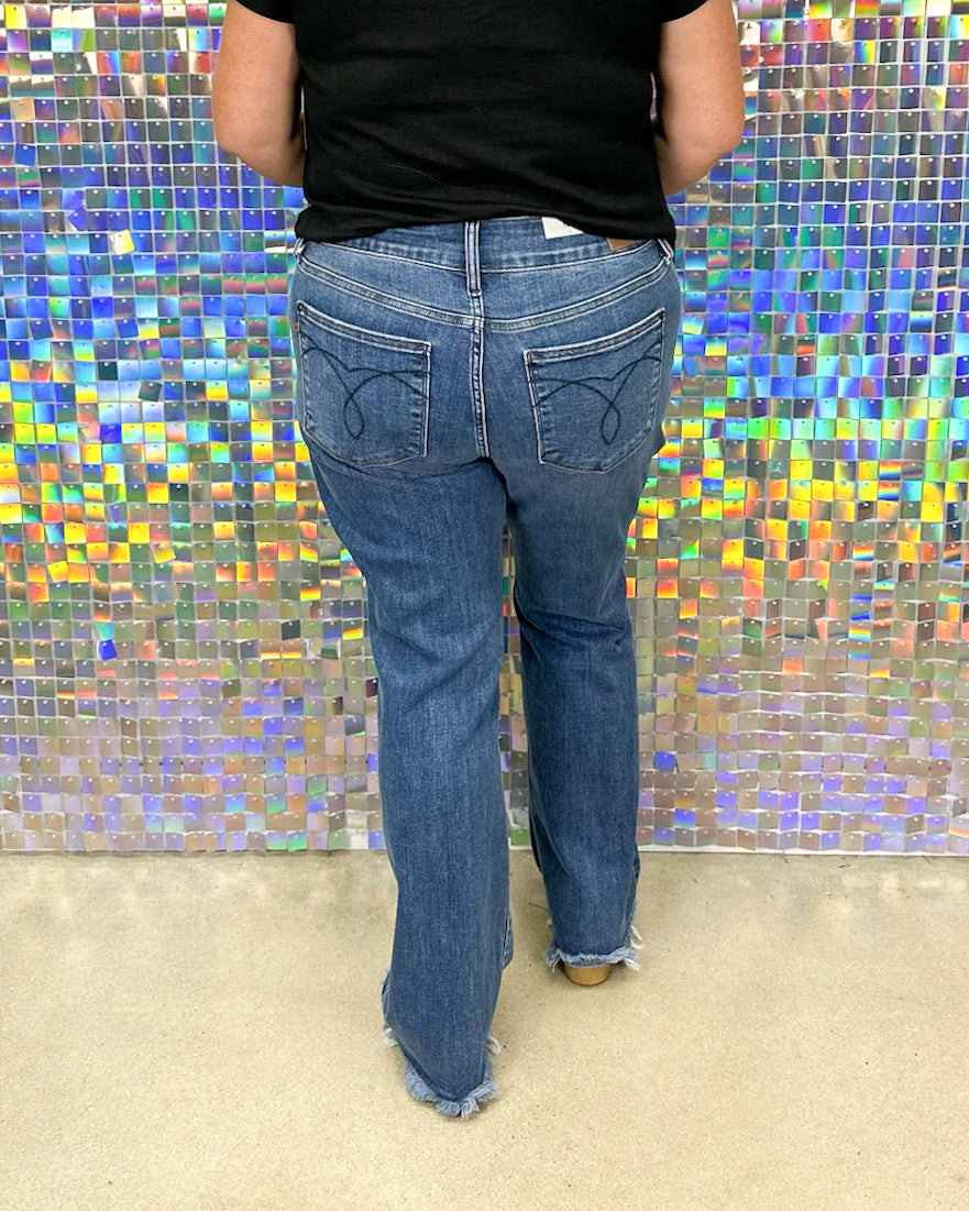 Judy Blue Hailey High Waist Double Button Bootcut - Medium Wash