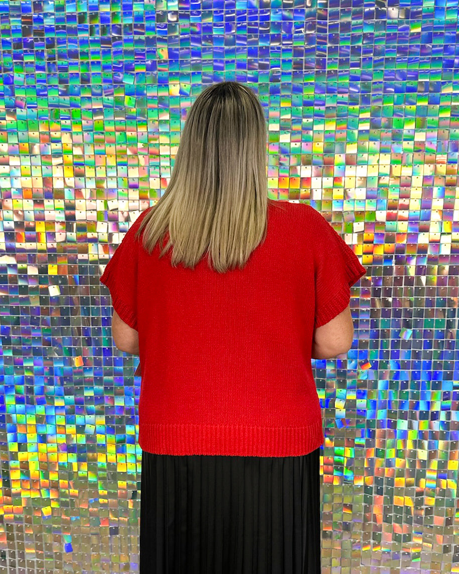 Claude Cable Knit Sweater - Red