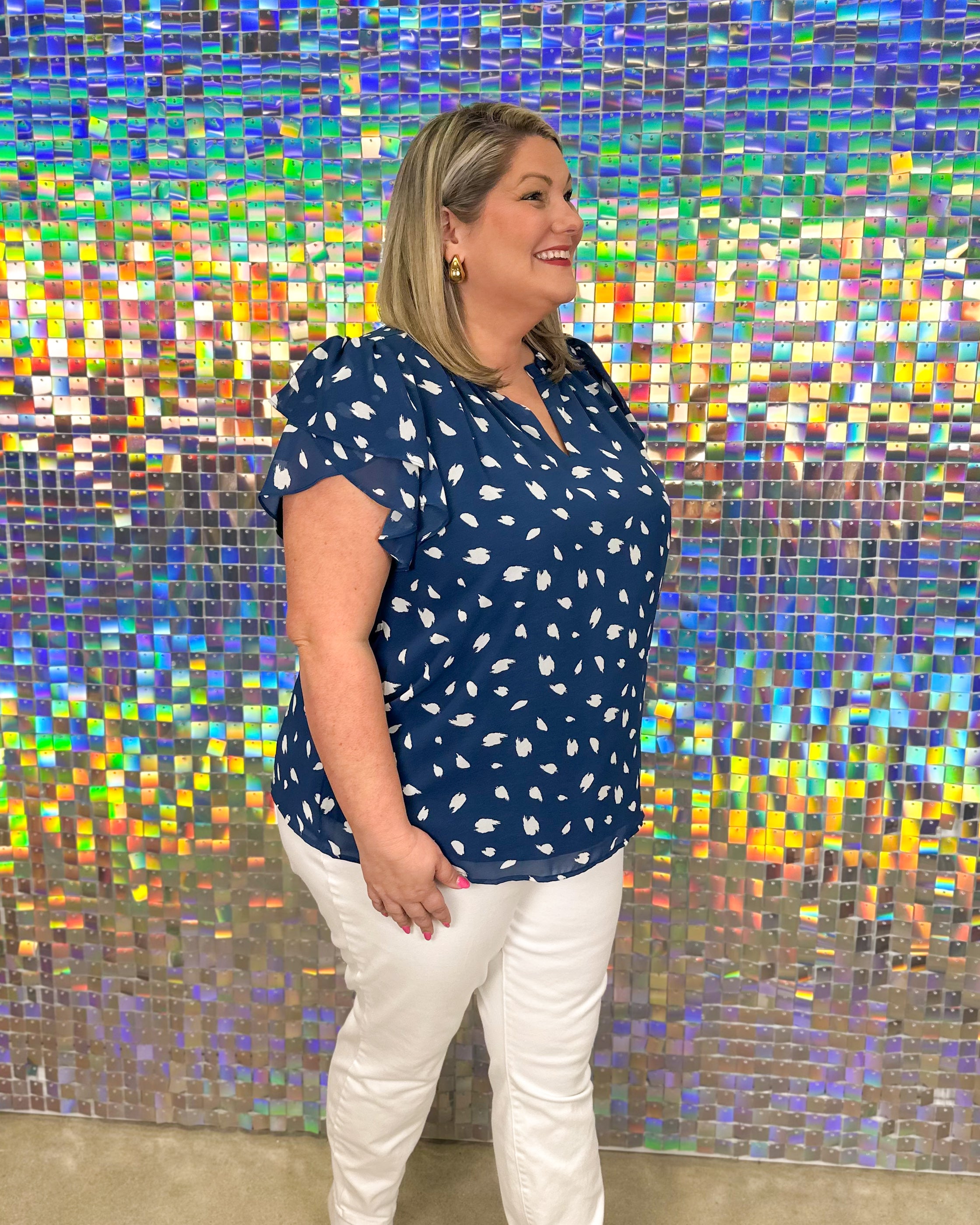 FINAL SALE - Elodie Top - Navy/Cream