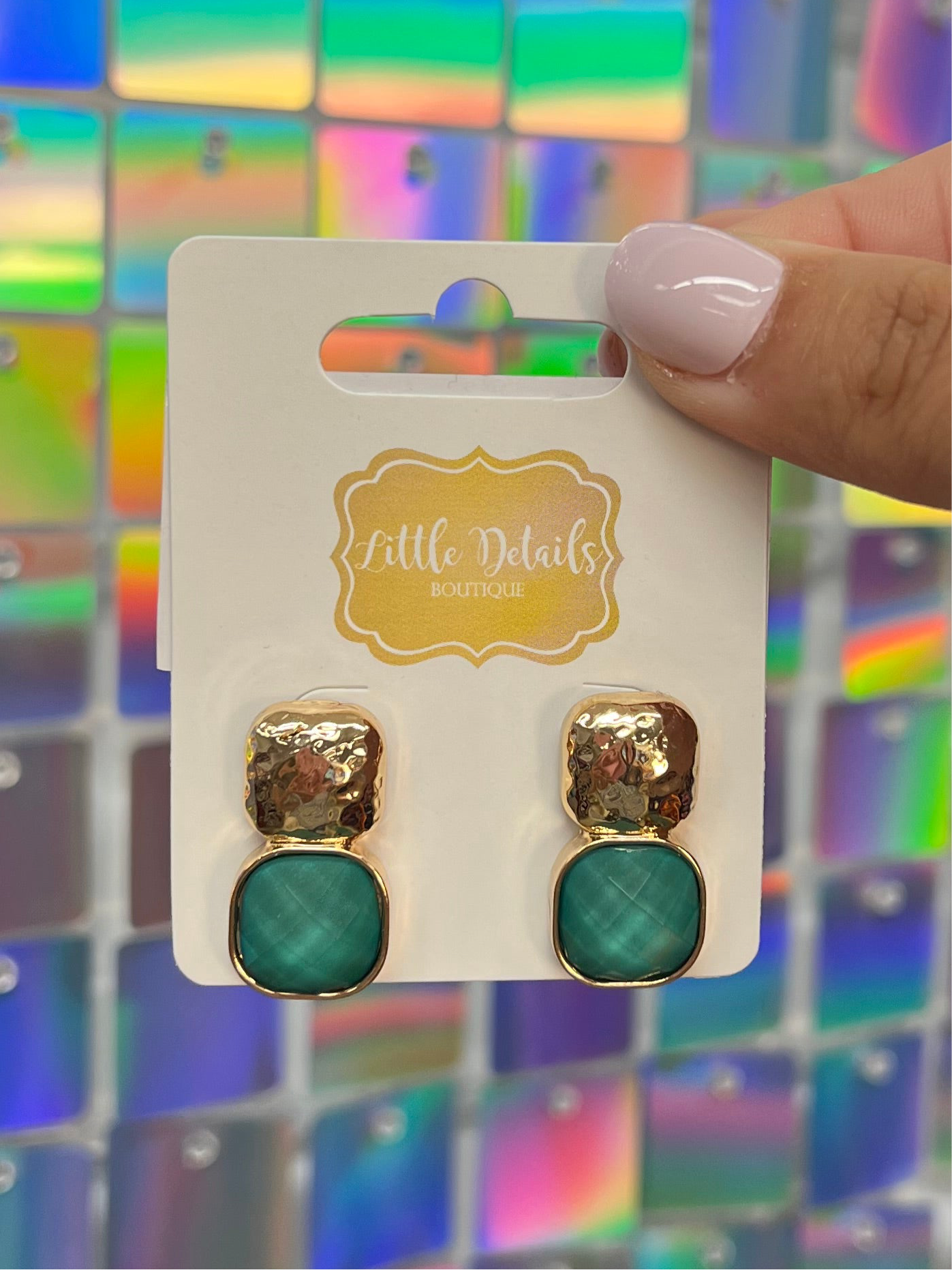 Stone & Metal Double Square - Green