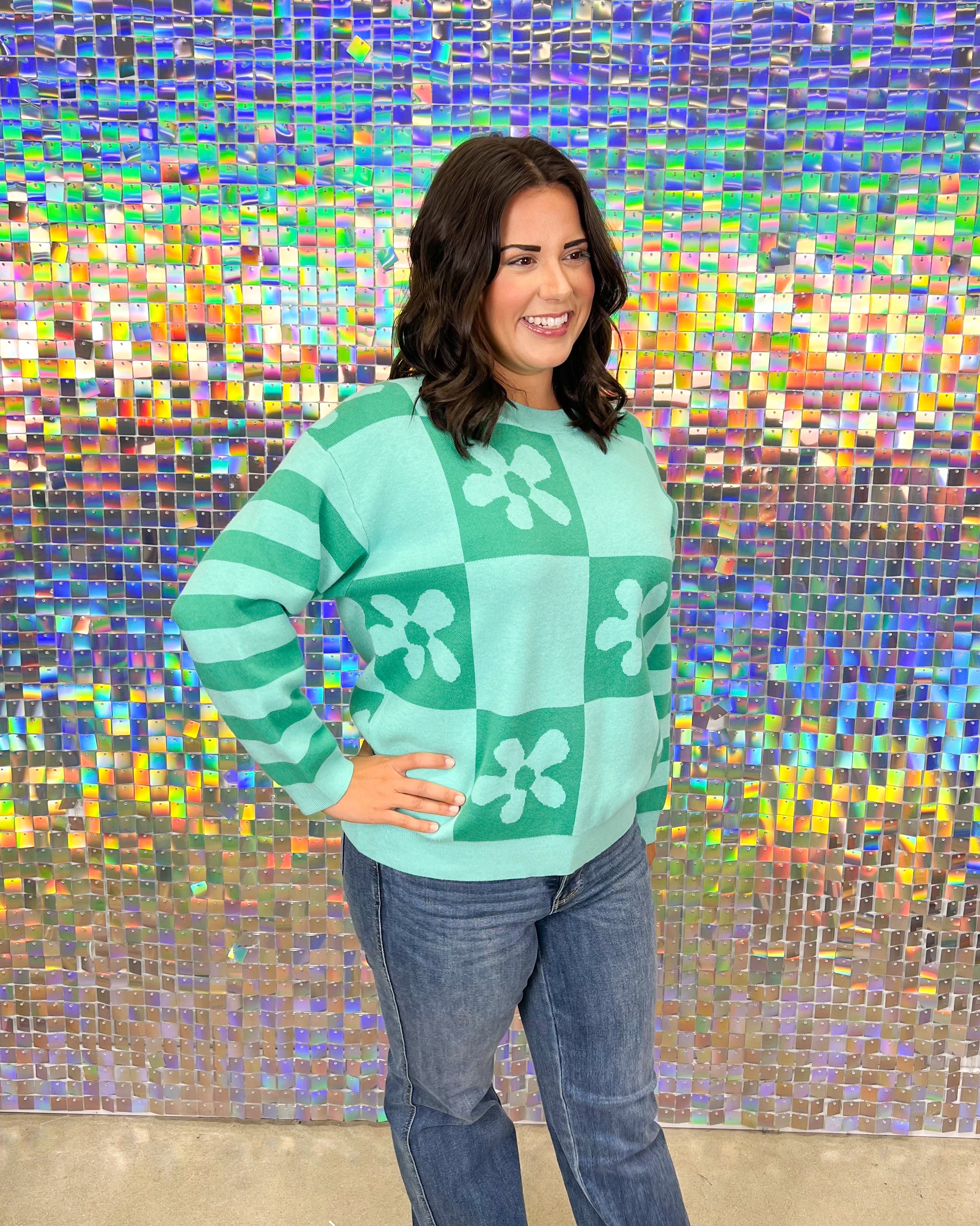 Flower Patch Sweater - Jade