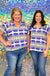 Entro Spring Days Ahead Top - Blue Combo, plus size, v-neck, short sleeve, flutter, abstract