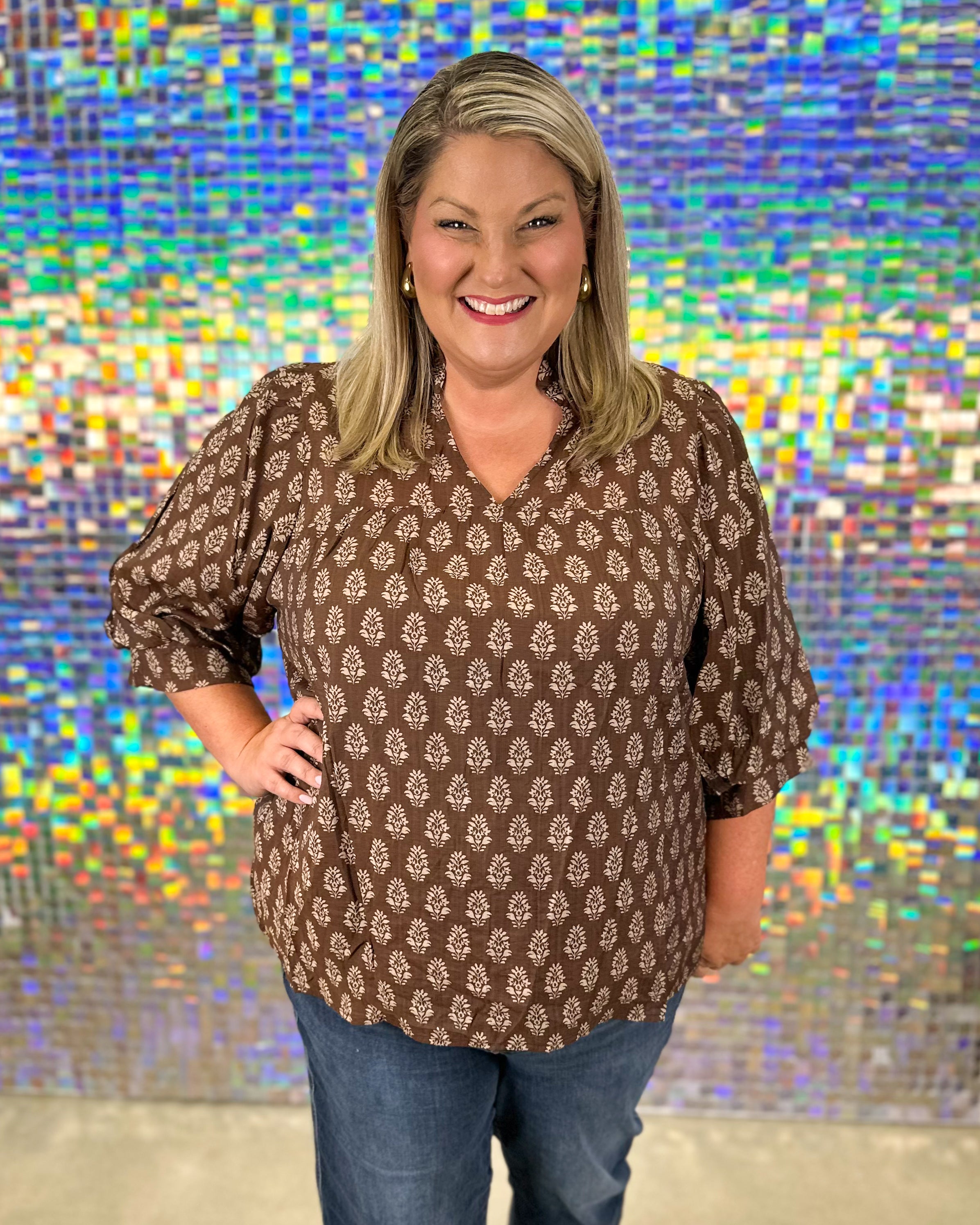 Rhodes Top - Brown/Taupe