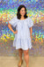 Entro Sway For Me Dress - Light Blue, drop waist, puff sleeve, square neck, tiered