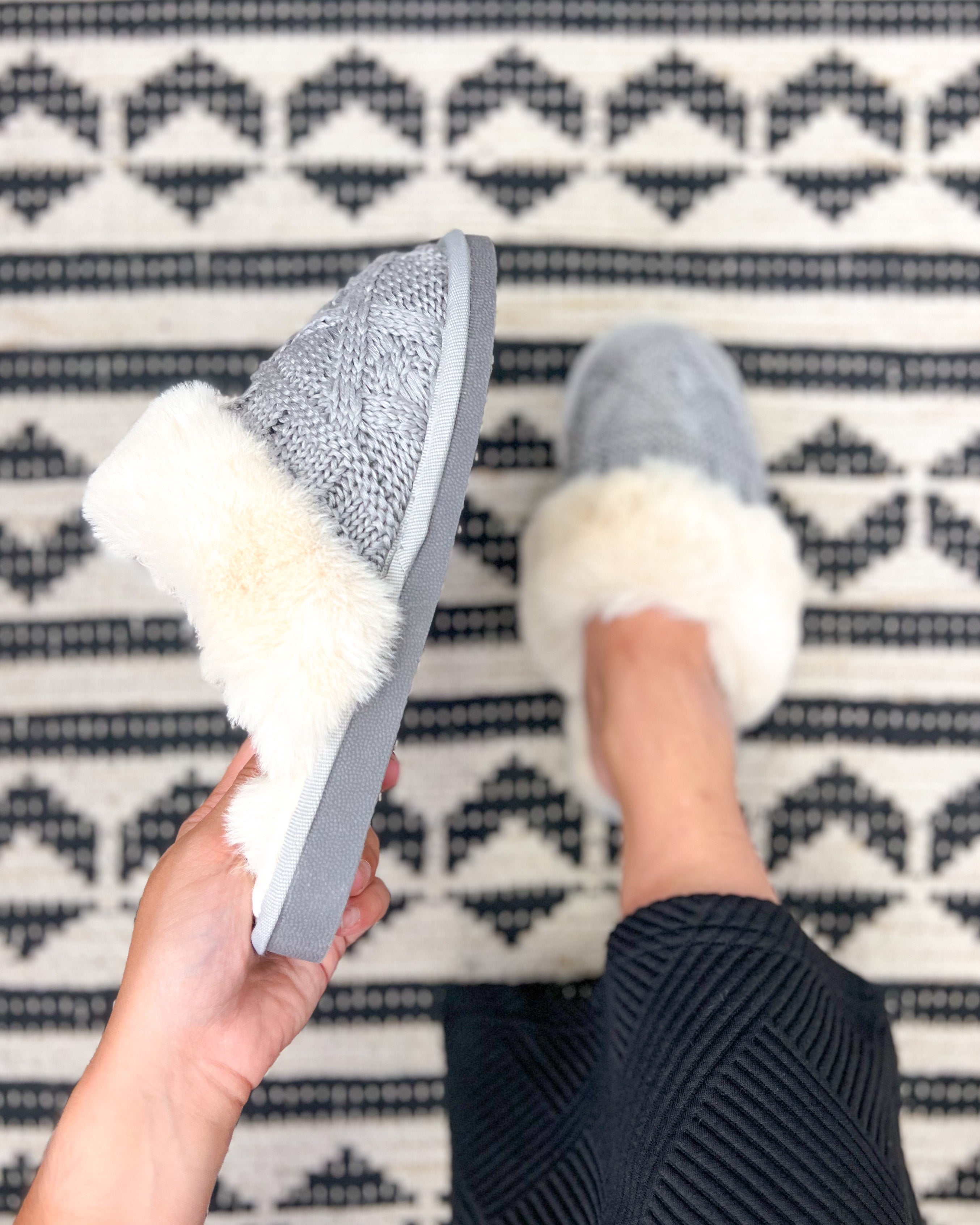 Purl Slippers - Grey
