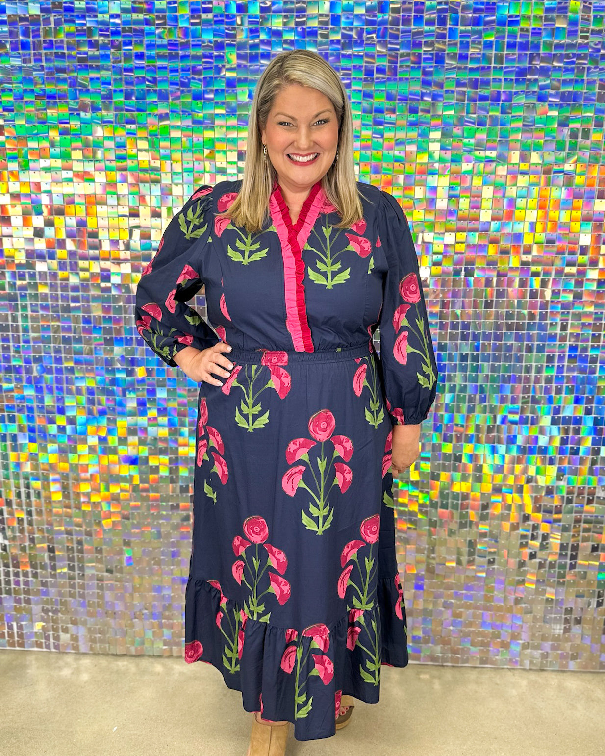 Wild Flower Dress - Navy