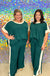 Entro Keeping It Casual Set - Pine, color block, plus size, green, white, stripe, wide leg, slit hem, drawstring pants, oversized, flowy top