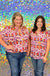 Jodifl Diana Top - Fuchsia Mix, buttons, plus size, print, pink, orange, navy, short sleeve