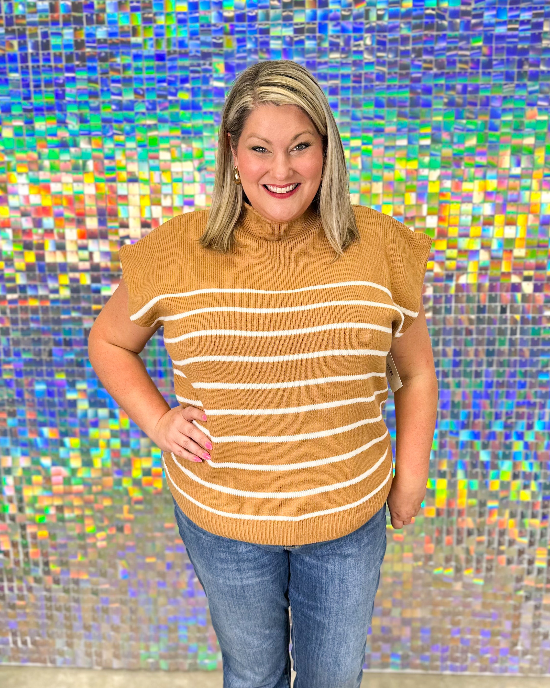 Avery Stripe Sweater - Camel